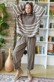 Big Softie Stripe Funnel Grunge Knit Mocha